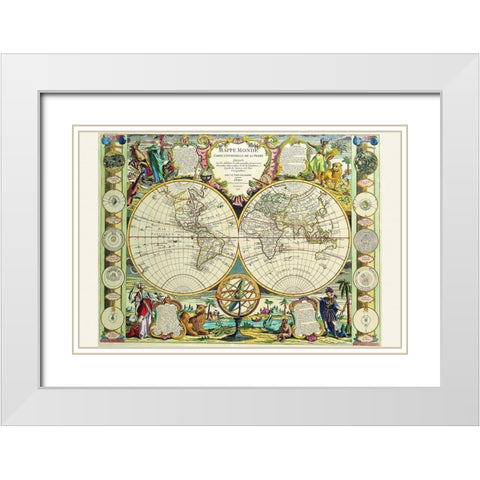 Mappa Monde Carte Universelle de la terre White Modern Wood Framed Art Print with Double Matting by Nolin, Jean Baptiste