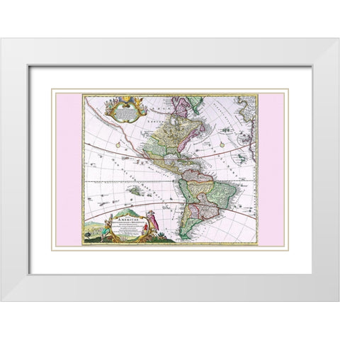 The Americas The Western Hemisphere White Modern Wood Framed Art Print with Double Matting by Homanns, Heirs