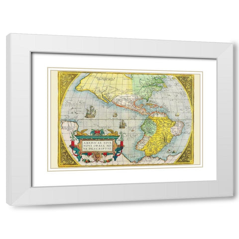 The Americas White Modern Wood Framed Art Print with Double Matting by Ortelius, Abraham