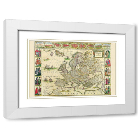 Europe White Modern Wood Framed Art Print with Double Matting by Blaeu, Willem