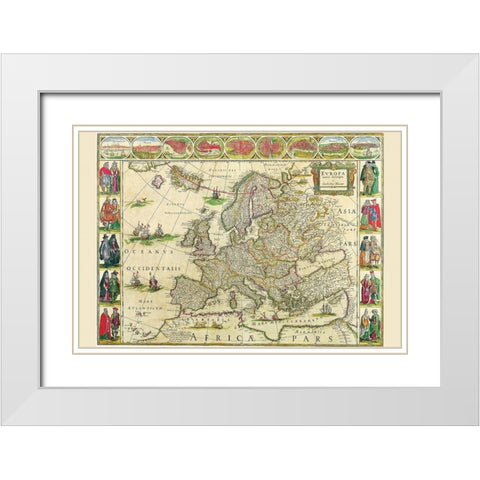 Europe White Modern Wood Framed Art Print with Double Matting by Blaeu, Willem