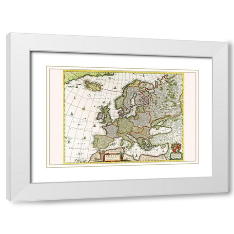 Europe White Modern Wood Framed Art Print with Double Matting by Visscher, Nicolas