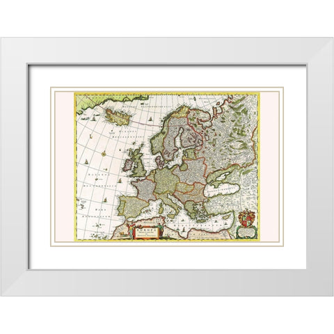 Europe White Modern Wood Framed Art Print with Double Matting by Visscher, Nicolas