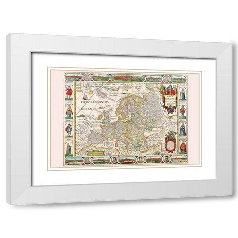 Europe White Modern Wood Framed Art Print with Double Matting by Visscher, Nicolas