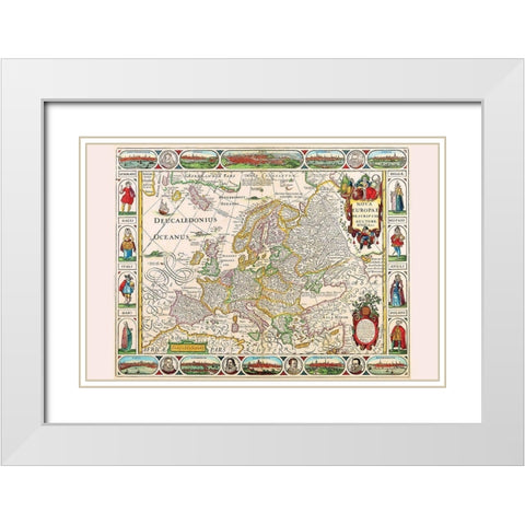 Europe White Modern Wood Framed Art Print with Double Matting by Visscher, Nicolas