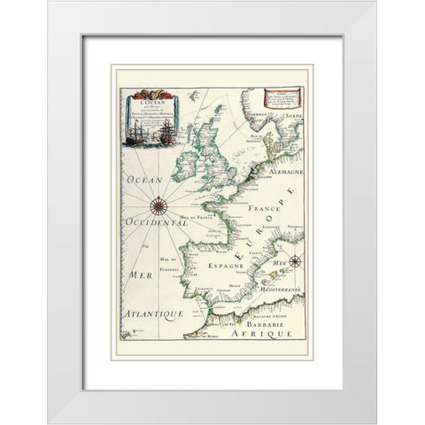 Europe White Modern Wood Framed Art Print with Double Matting by Merian, Matthias