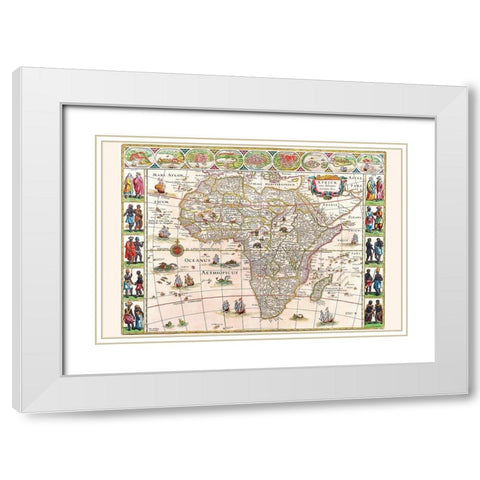 Africa White Modern Wood Framed Art Print with Double Matting by Blaeu, Willem