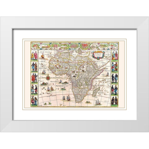 Africa White Modern Wood Framed Art Print with Double Matting by Blaeu, Willem