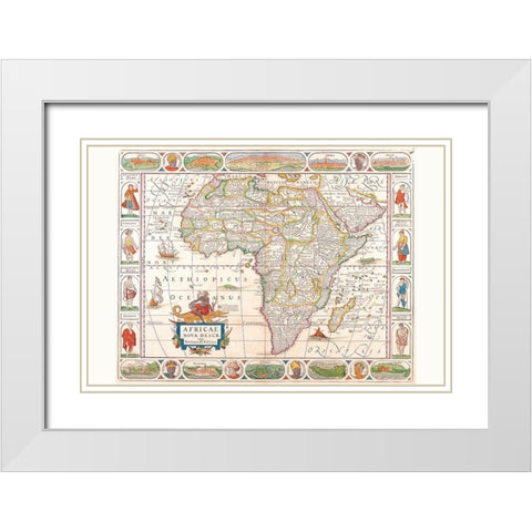 Africa White Modern Wood Framed Art Print with Double Matting by Visscher, Nicolas