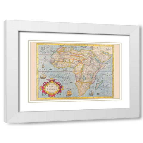 Africa White Modern Wood Framed Art Print with Double Matting by Hondius, Jodocus