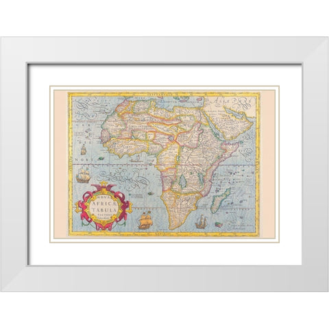 Africa White Modern Wood Framed Art Print with Double Matting by Hondius, Jodocus
