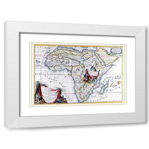 Africa White Modern Wood Framed Art Print with Double Matting by Coronelli, Vincenzo