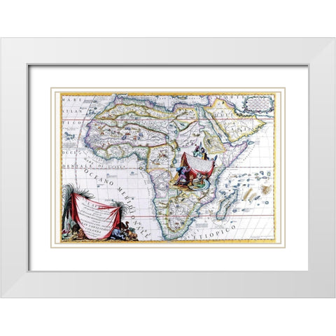 Africa White Modern Wood Framed Art Print with Double Matting by Coronelli, Vincenzo