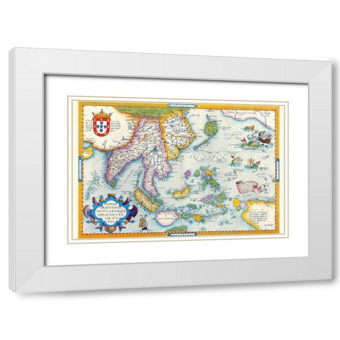 East Indies by Ortelius White Modern Wood Framed Art Print with Double Matting by Ortelius, Abraham