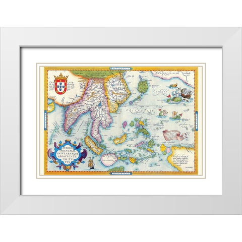 East Indies by Ortelius White Modern Wood Framed Art Print with Double Matting by Ortelius, Abraham