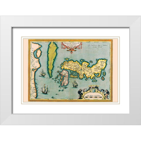 Description of the Japanese Islands White Modern Wood Framed Art Print with Double Matting by Ortelius, Abraham