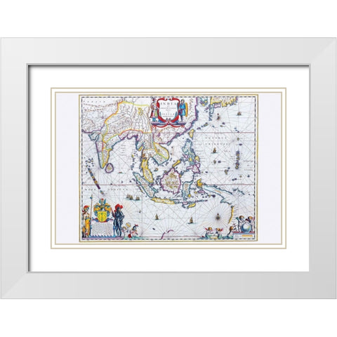India and Southeast Asia White Modern Wood Framed Art Print with Double Matting by Blaeu, Willem