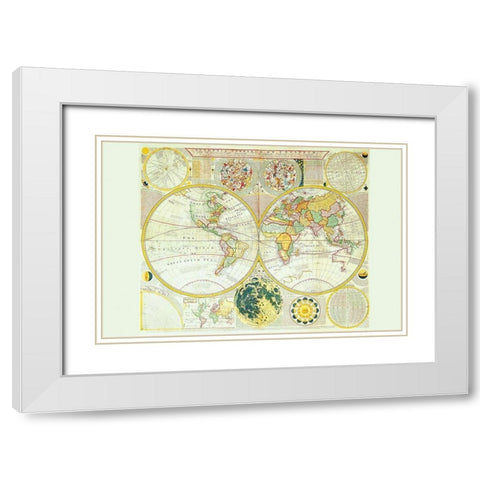 Stereographic Map of the Earth and the Moon White Modern Wood Framed Art Print with Double Matting by Dunn, Samuel