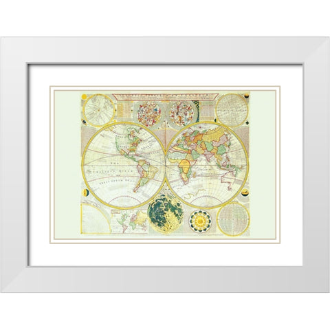Stereographic Map of the Earth and the Moon White Modern Wood Framed Art Print with Double Matting by Dunn, Samuel