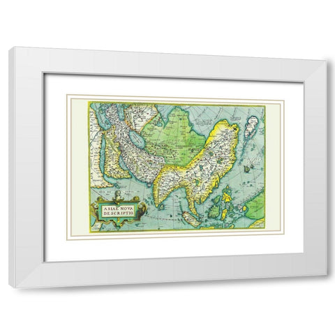 Asia White Modern Wood Framed Art Print with Double Matting by Ortelius, Abraham