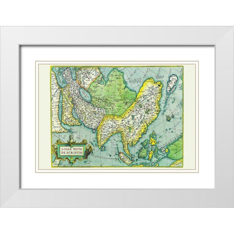 Asia White Modern Wood Framed Art Print with Double Matting by Ortelius, Abraham