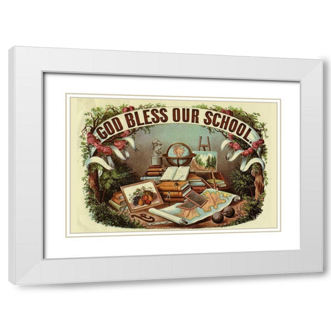 God Bless Our School White Modern Wood Framed Art Print with Double Matting by Arbuckle Brothers