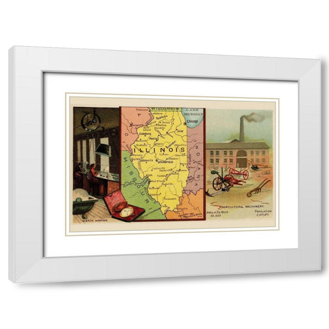 Illinois White Modern Wood Framed Art Print with Double Matting by Arbuckle Brothers