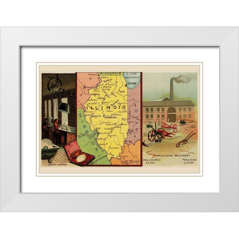 Illinois White Modern Wood Framed Art Print with Double Matting by Arbuckle Brothers