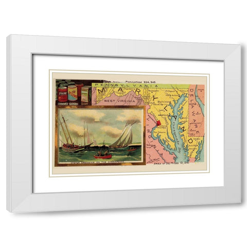 Maryland White Modern Wood Framed Art Print with Double Matting by Arbuckle Brothers