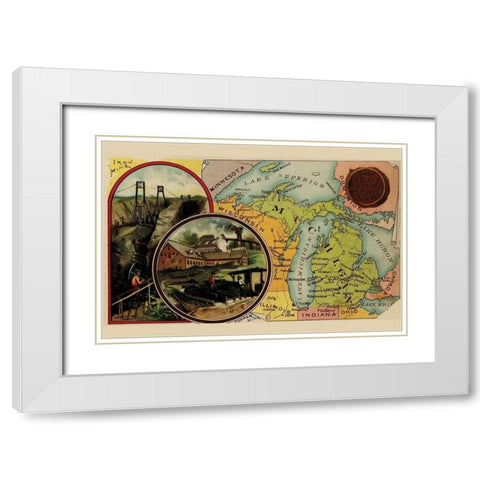 Michigan White Modern Wood Framed Art Print with Double Matting by Arbuckle Brothers