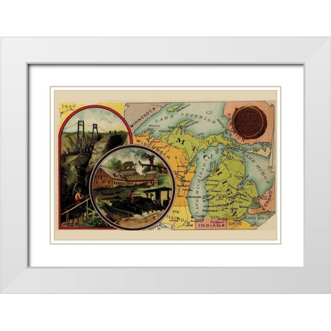 Michigan White Modern Wood Framed Art Print with Double Matting by Arbuckle Brothers