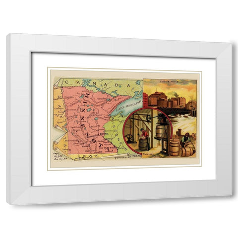 Minnesota White Modern Wood Framed Art Print with Double Matting by Arbuckle Brothers