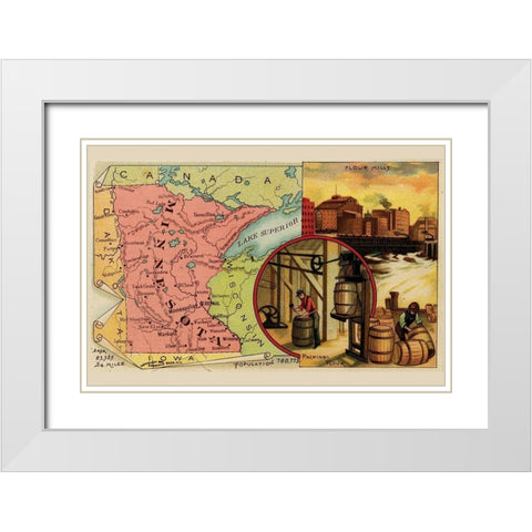 Minnesota White Modern Wood Framed Art Print with Double Matting by Arbuckle Brothers