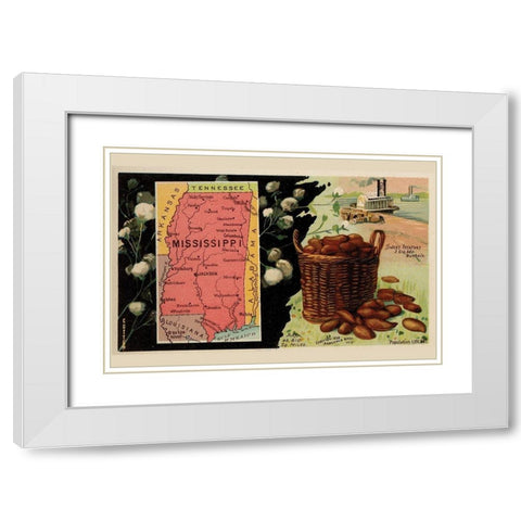Mississippi White Modern Wood Framed Art Print with Double Matting by Arbuckle Brothers