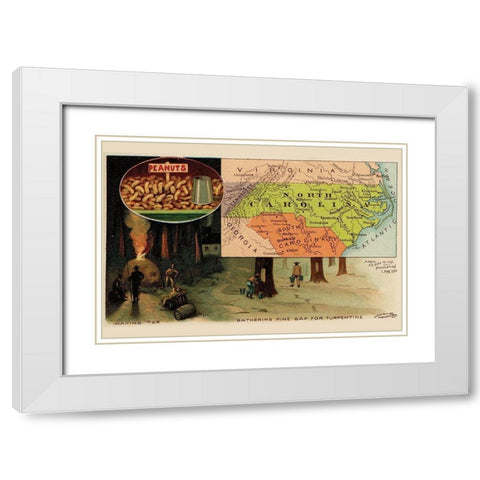 North Carolina White Modern Wood Framed Art Print with Double Matting by Arbuckle Brothers