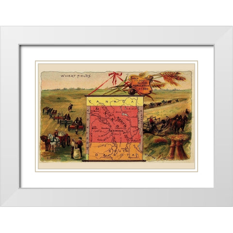 North Dakota White Modern Wood Framed Art Print with Double Matting by Arbuckle Brothers