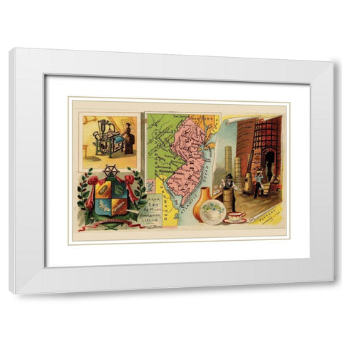 New Jersey White Modern Wood Framed Art Print with Double Matting by Arbuckle Brothers