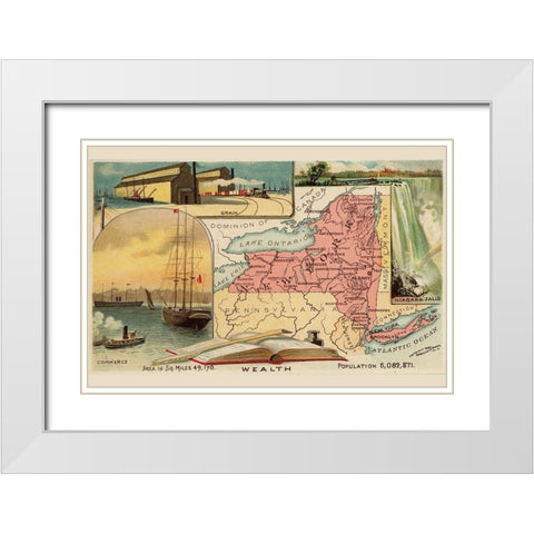 New York White Modern Wood Framed Art Print with Double Matting by Arbuckle Brothers