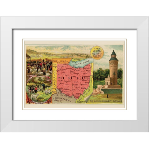 Ohio White Modern Wood Framed Art Print with Double Matting by Arbuckle Brothers