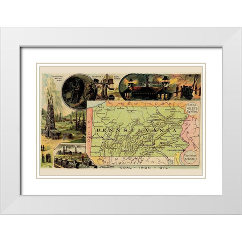 Pennsylvania White Modern Wood Framed Art Print with Double Matting by Arbuckle Brothers