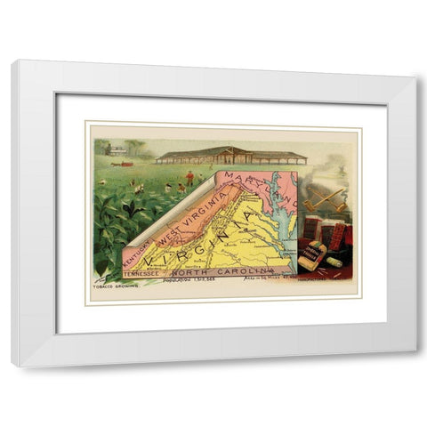 Virginia White Modern Wood Framed Art Print with Double Matting by Arbuckle Brothers