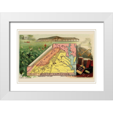 Virginia White Modern Wood Framed Art Print with Double Matting by Arbuckle Brothers