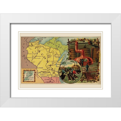 Wisconsin White Modern Wood Framed Art Print with Double Matting by Arbuckle Brothers