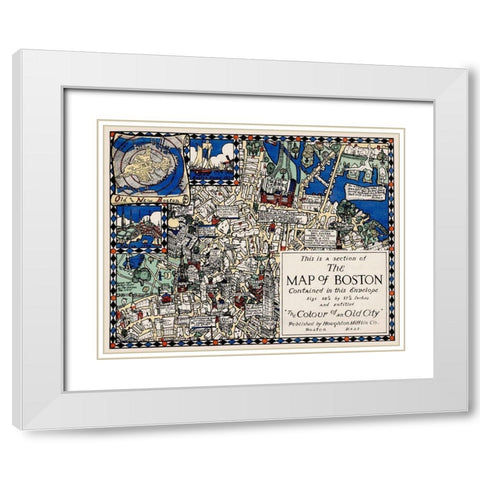 Section of the Map of Boston White Modern Wood Framed Art Print with Double Matting by Clark, Blake Everett