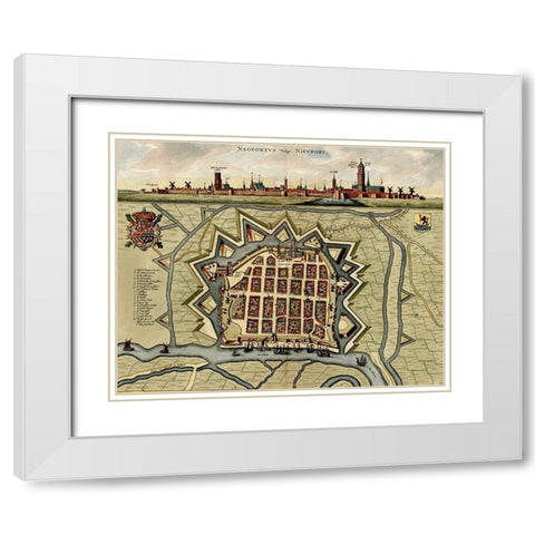 Belgium, Newport Chart of Military armaments in Defense 1700 White Modern Wood Framed Art Print with Double Matting by Beeck, Anna