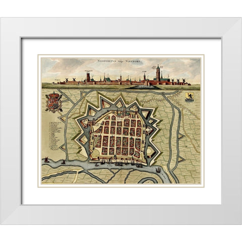 Belgium, Newport Chart of Military armaments in Defense 1700 White Modern Wood Framed Art Print with Double Matting by Beeck, Anna