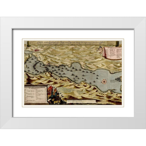 Citadel at the ancient city of Marseille France 1700 White Modern Wood Framed Art Print with Double Matting by Beeck, Anna