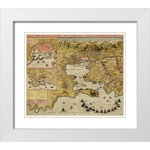 Straits of Cadiz Gibraltar 1700 White Modern Wood Framed Art Print with Double Matting by Beeck, Anna