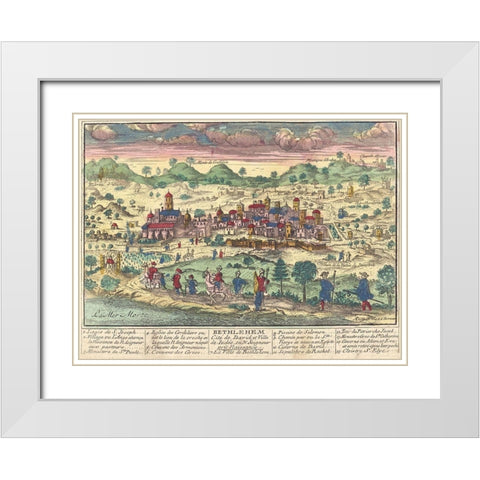 Bethlehem City of David White Modern Wood Framed Art Print with Double Matting by Chereau, Jacque le jeune