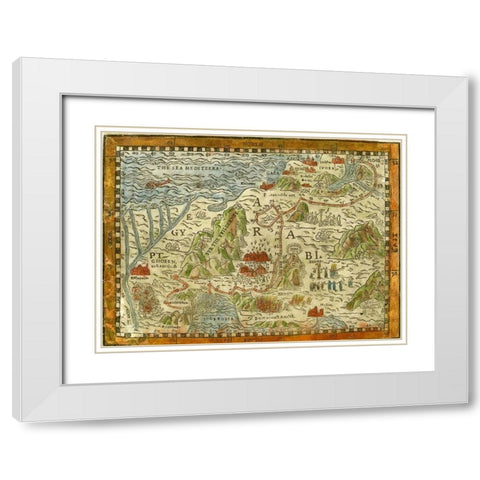 Exodus White Modern Wood Framed Art Print with Double Matting by Vintage Maps